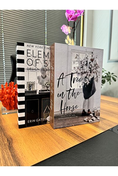 Elements of Style & A Tree in the House 2’li Dekoratif Kitap Kutu Seti Siyah Bej