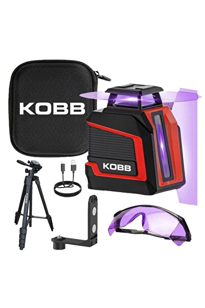 KOBB KBL30P 3.7V Li-ion Yatay 360° ve Dikey Otomatik Hizalamalı Mor Işık Profesyonel Lazer+Tripod
