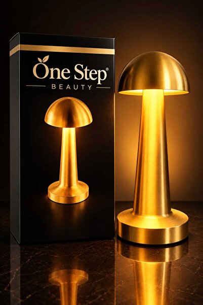 One Step Beauty Mantar Masa Lambası Altın Renk Gold Kasa