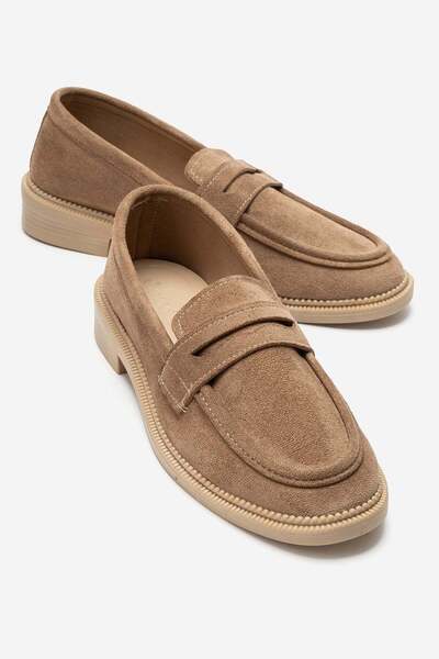 CCWAY AYAKKABI حذاء ساراكل لوفير النسائي من جلد الغزال NUDE SUEDE