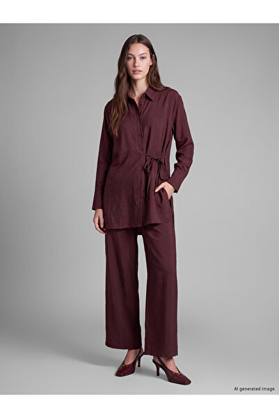 LC Waikiki Peak New Season Burgundy Women's Modal Blend Trousers with Elastic...