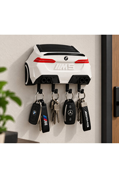 OEM Suport chei de perete model auto BMW M5, model 3D, 4 carlige, organizator...
