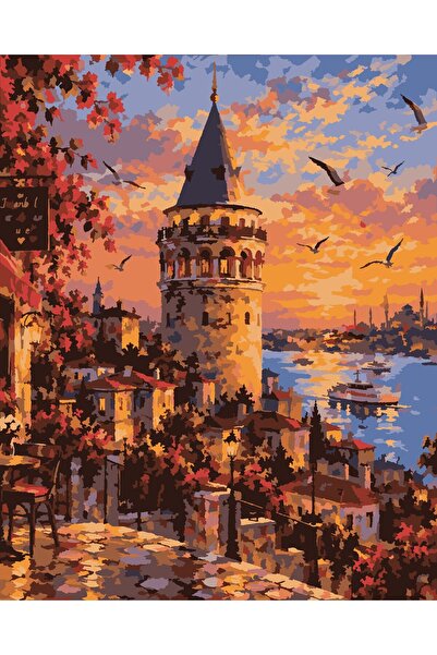 Tuval Dünyası Mavi Kanat Hediye Dünyası Sayılarla Boyama Tuval Seti 40x50cm G...