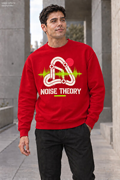 caddekombin Men's Noise Theory Written Crew Neck Casual Regular Fit Sweatshirt