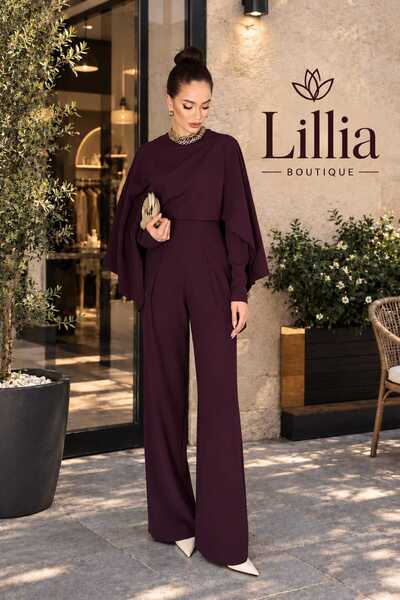 LiliaBoutique Kadın Premium Pelerinli Tesettür Tulum Takım