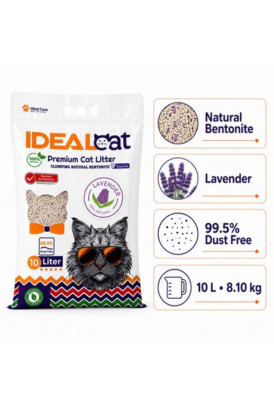 IdealCat IDEAL Cat Natural Bentonite Clumping Cat Litter, Lavender, 10 L, 8.10 kg