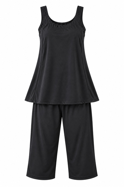Haliç Mayo Women's Strappy Top Tights Lycra Semi-Closed Swimsuit 01 Black