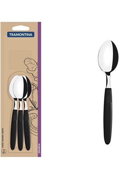 TRAMONTINA Ipanema Stainless Steel Teaspoon Set, 3 Piece, Black Polypropylene...