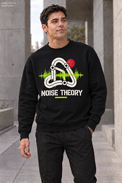 caddekombin Ανδρικό φούτερ Noise Theory με γράμματα, με λαιμόκοψη, καθημερινή...