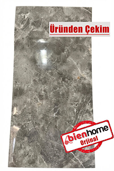 BienHome 30x60cm Popüler Renk Kendinden Yapışkanlı Beyaz Damarlı Antrasit Pvc...