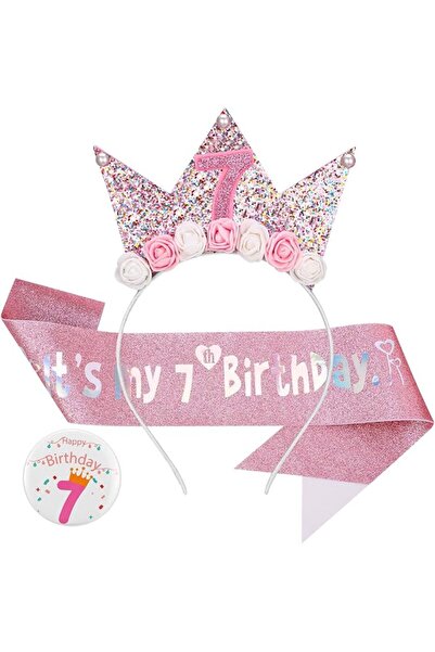 KASTWAVE Princess Crown Hats Girl Headband, Birthday Girl Headband Glitter Sa...