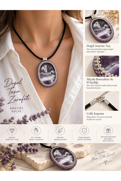 Zet Design Amethyst Natural Stone Miyuki Wrap Necklace