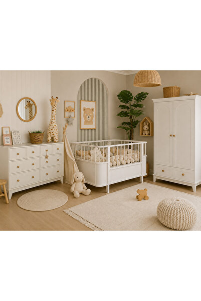 Koza %100 MDF Oslo 2 Kapılı Bebek & Çocuk Gardırop & Bonnie 8 Çekmeceli Şifon...