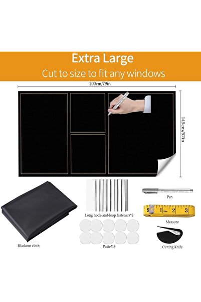 GENERAL Blackout Window Cover, 79 x 57 Inch Portable Blackout Shades for Window with Hook and Loop Tapes No