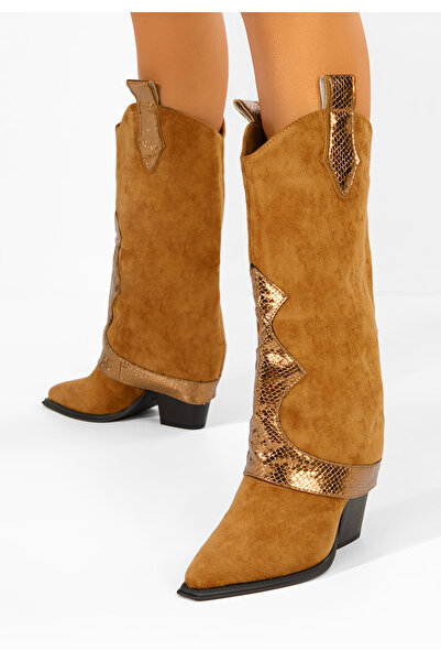 B T Shoes Nistora γυναικείες καουμπόικες μπότες καμηλόχρωμες