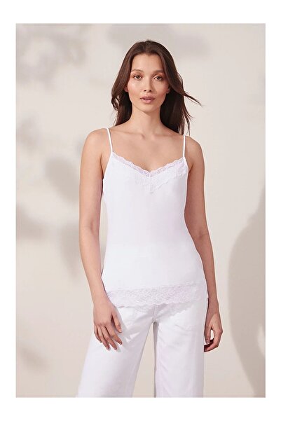 THE WHITE COMPANY Eco Perfect Lace Detailed Modal Women's Strappy Blouse