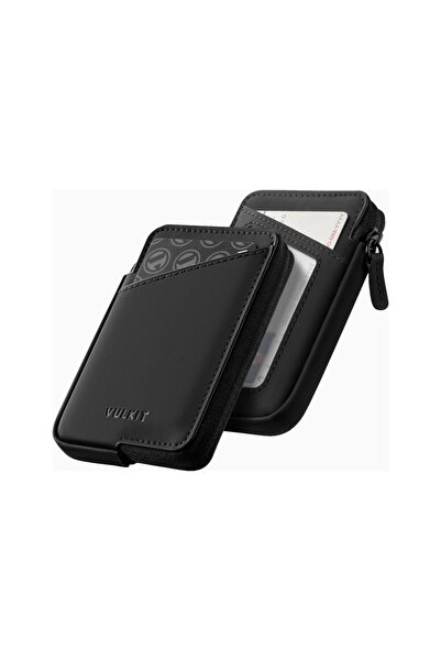 VULKIT Rfid Protected Zippered Leather Unisex Card Holder Wallet