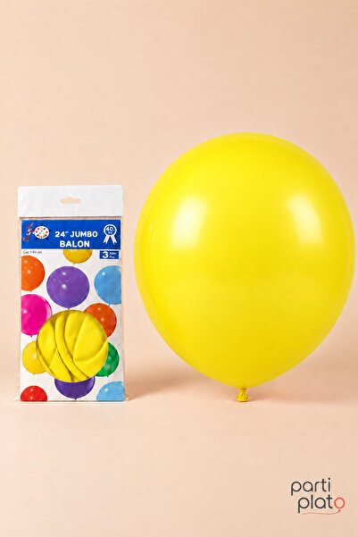 HBK Balon Hbk Latex Yellow Balloon 24 Inch 60 cm 3 Pieces, Large Size Yellow ...