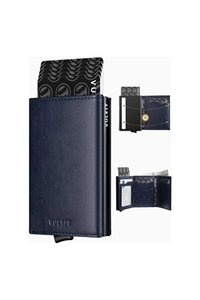 VULKIT Rfid Protected Leather Pop-Up Men's Card Holder Wallet