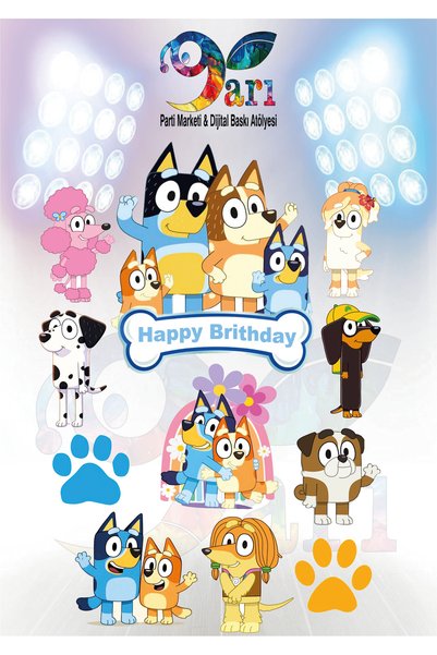 DokuzArı Bluey İyiki Doğdun Pasta Kürdan Süsü (8+1 adet)