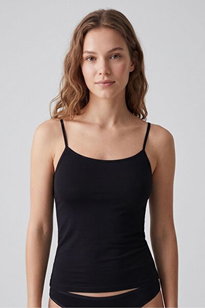 OBJE Women's Black Bambo Rope Strap Tank Top