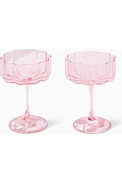 Fazeek Wave Handmade Set of 2 Glass Goblets