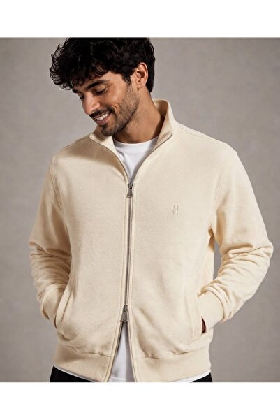 ATKGİYİM Men's Full Zipper Stand Collar Thessaloniki Cardigan - Durable Fabri...