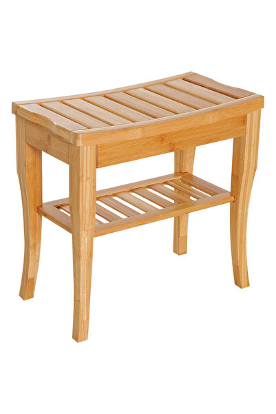Generic Brand Scaun de duș/baie din bambus cu raft, 47,5 x 26 x 44,5 cm
