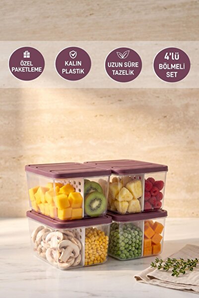 SELKA HOME 4 Pieces Deep 1 Lt. Nora Compartmentalized Organizer Refrigerator ...