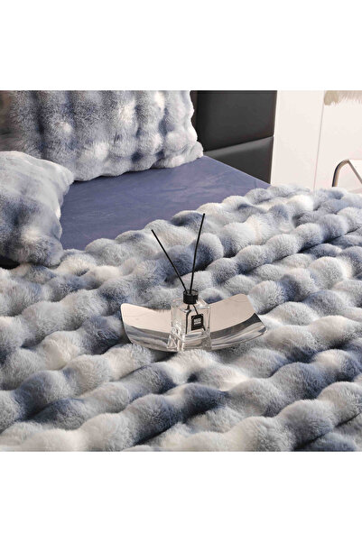JOJO HOME Set lenjerie de pat deluxe extra pufoasa, blanita artificiala de iepure, 6 piese