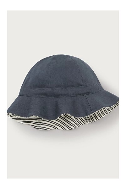 THE WHITE COMPANY Organic Cotton Double-Sided Children's Bucket Hat Navy Blue...
