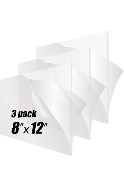KASTWAVE 3 Pieces Acrylic Sheet/Plexiglass Panel 8" x 12" x 1/8" Thick Cast, ...