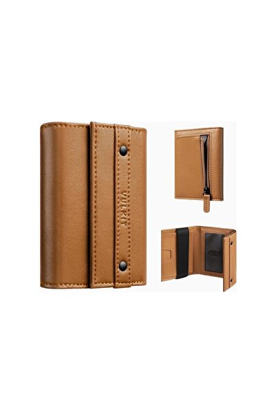VULKIT Rfid Protected Three-Fold Men's Wallet with Zipper Coin Compartment