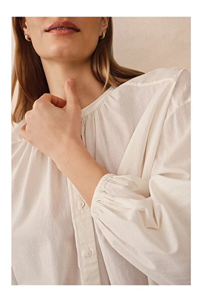 THE WHITE COMPANY Organic Cotton Striped Boho Women's Blouse