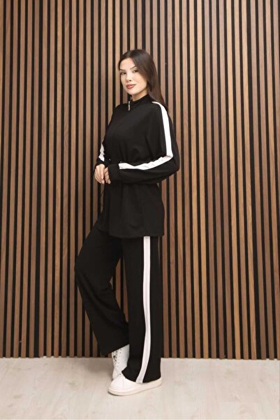 MODAELA Set sport elegant cu detalii cu dungi