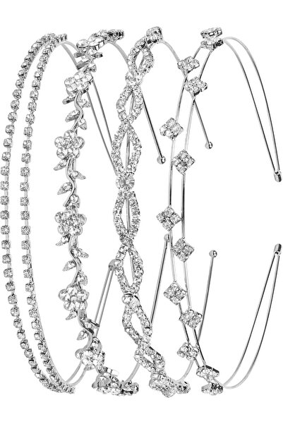 NALACAL 4 Pcs Rhinestone Headbands, Rhinestone Headbands For Women Silver Bri...