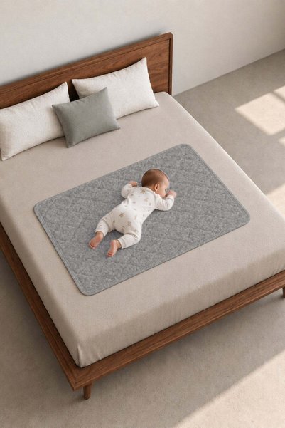 vivamaison Sıvı Geçirmez Kapitoneli Alez Yıkanabilir Yatak Koruyucu Ped 70x100 cm Melanj Gri