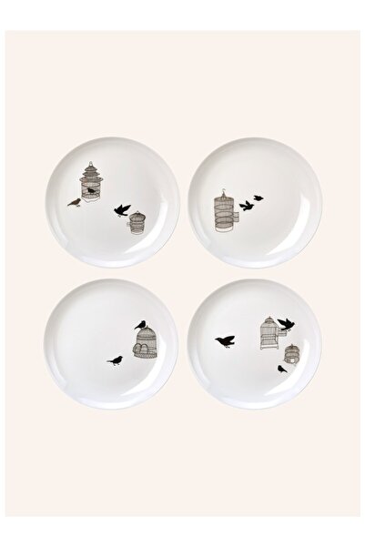 Pols Potten 4-Piece Dessert Plate Set, Freedom Birds, 20 Cm, Bird Motif Glaze...