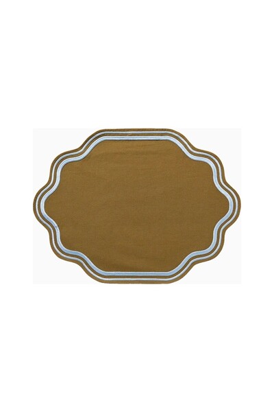 Anthropologie Madeline Embroidered 100% Cotton Scallop Edged Placemat