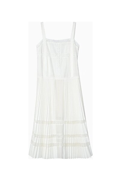 3.1 Phillip Lim Pleated Lace Detailed Square Collar Luxury Design Midi Women'...