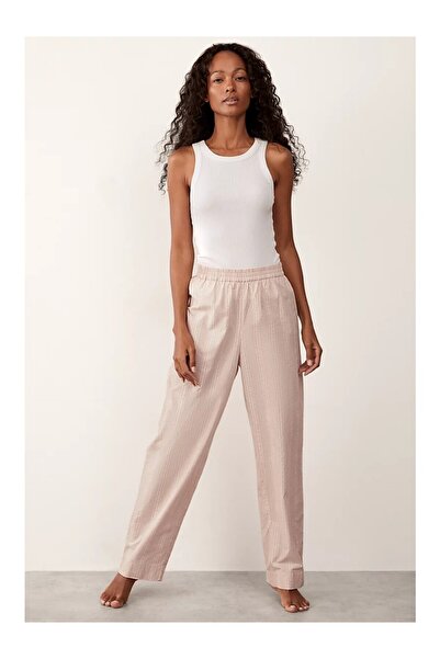THE WHITE COMPANY Organic Cotton Textured Striped Women's Pajama Bottoms