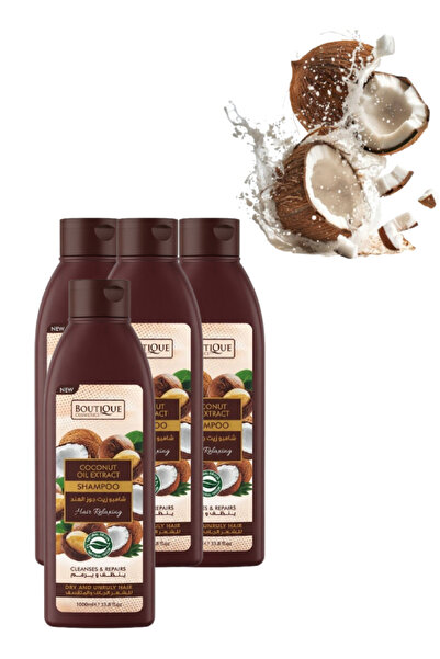 Boutique 4 Pieces Coconut Oil Extract Shampoo for Dry and Unruly Hair 1000ML