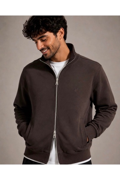 ATKGİYİM Men's Full Zipper Stand Collar Thessaloniki Cardigan - Durable Fabri...