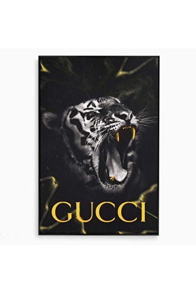 Luxcanva Tablou Canvas Tiger 80x120 cm cu Rama Negru Tiger Tigru Lux Brand