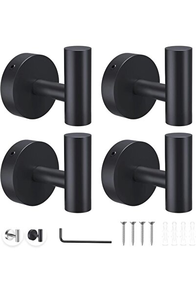 HOOKOR Towel Hooks,4 Pack Heavy Duty Stainless Steel Wall Hooks for Cabinet C...