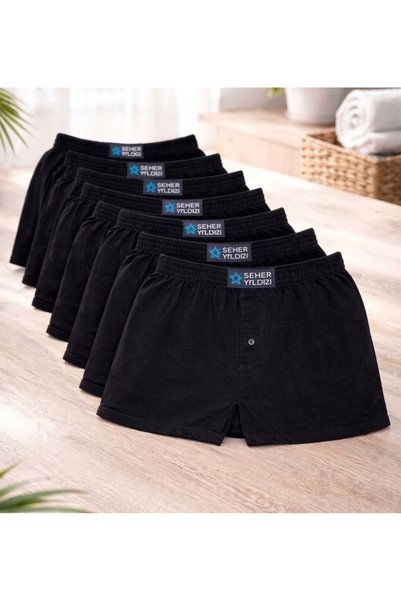 Seher Yıldızı 5'li Erkek Penye Boxer Düğmeli