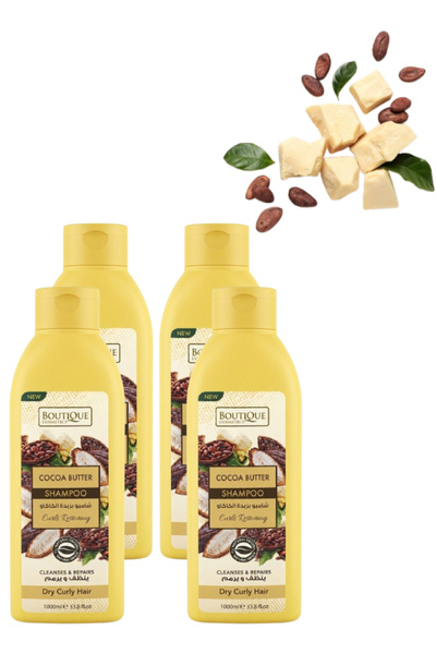 Boutique 4 Pieces Cocoa Butter Shampoo for Dry Curly Hair 1000ML