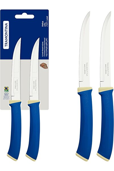 TRAMONTINA Felice 2-Piece Steak Knife Set – Smooth Stainless Steel Blades wit...