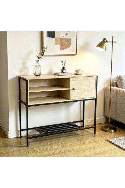 RahaShop 100 * 30 * 80cm Coffee Corner with Storage, Buffet Cabinet Kitchen Sideboard, Console Table for Kitchen Dinning Room Living Room Hallway Entrance