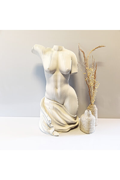 layerart El Yapımı Soyut Gövde Heykeli: Katmanlı Ahşap Kadın Formu Sanatı 20cm